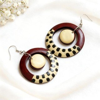 Handcrafted Painting Wood Earrings Premium Design